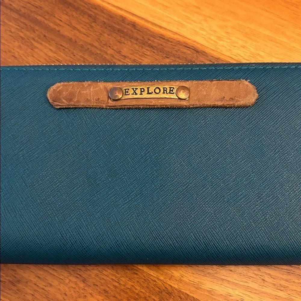 Michael Kors Explore Teal Zip Around Wallet